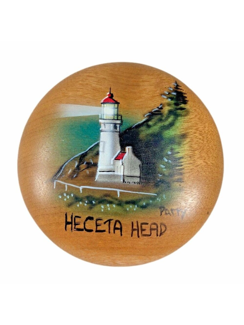 Zumwalts Myrtlewood Heceta Head Lighthouse Art Handcrafted by Patty Oregon